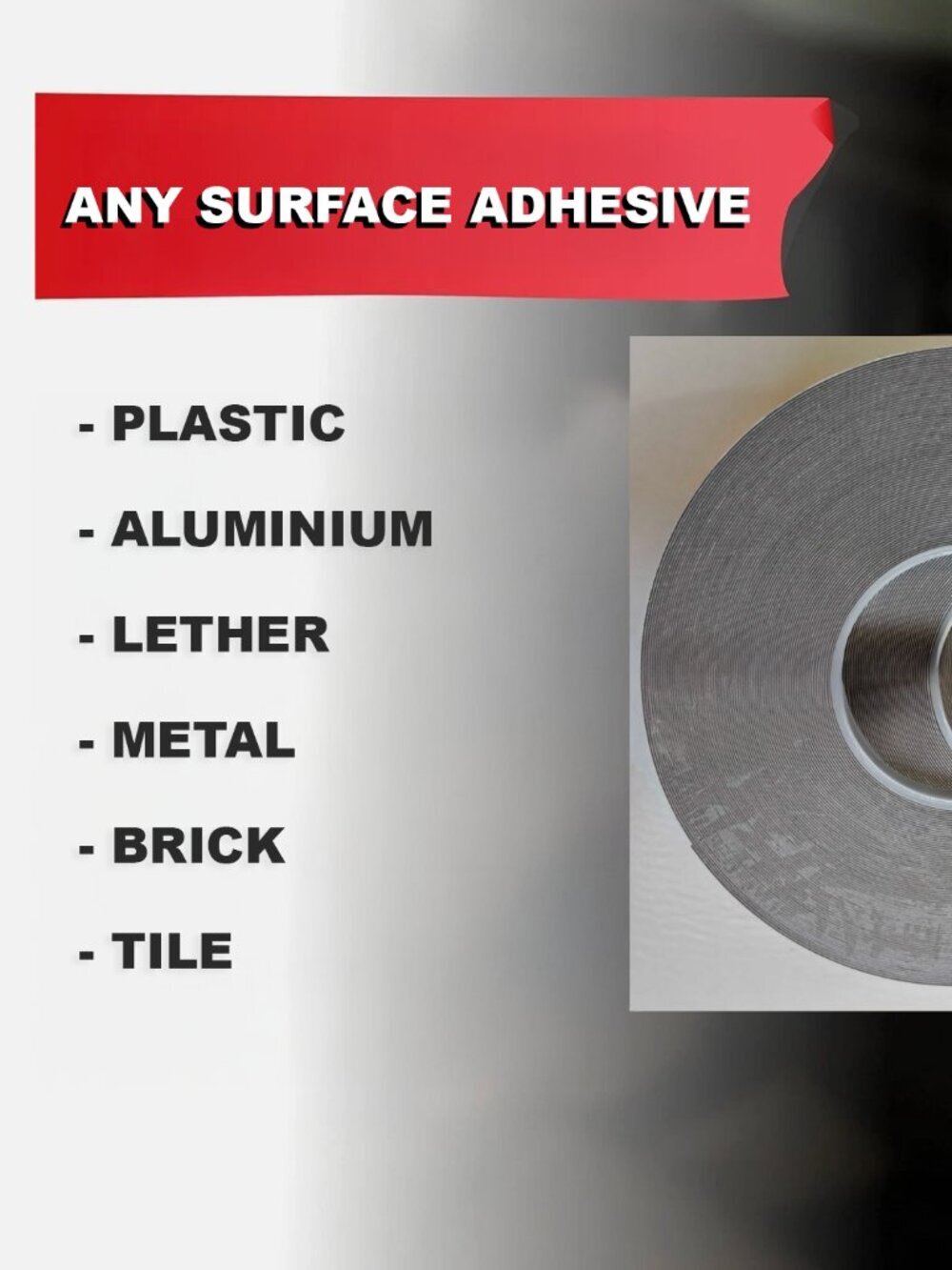 Ultra Strong Double Sided Gray Tape 1/2" for Shelves Hooks Frames No Drill 108ft